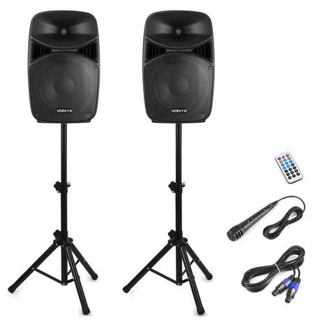 VONYX VPS152A 1000W Actieve Speakerset met Bluetooth, USB/SD en 15 inch Woofers