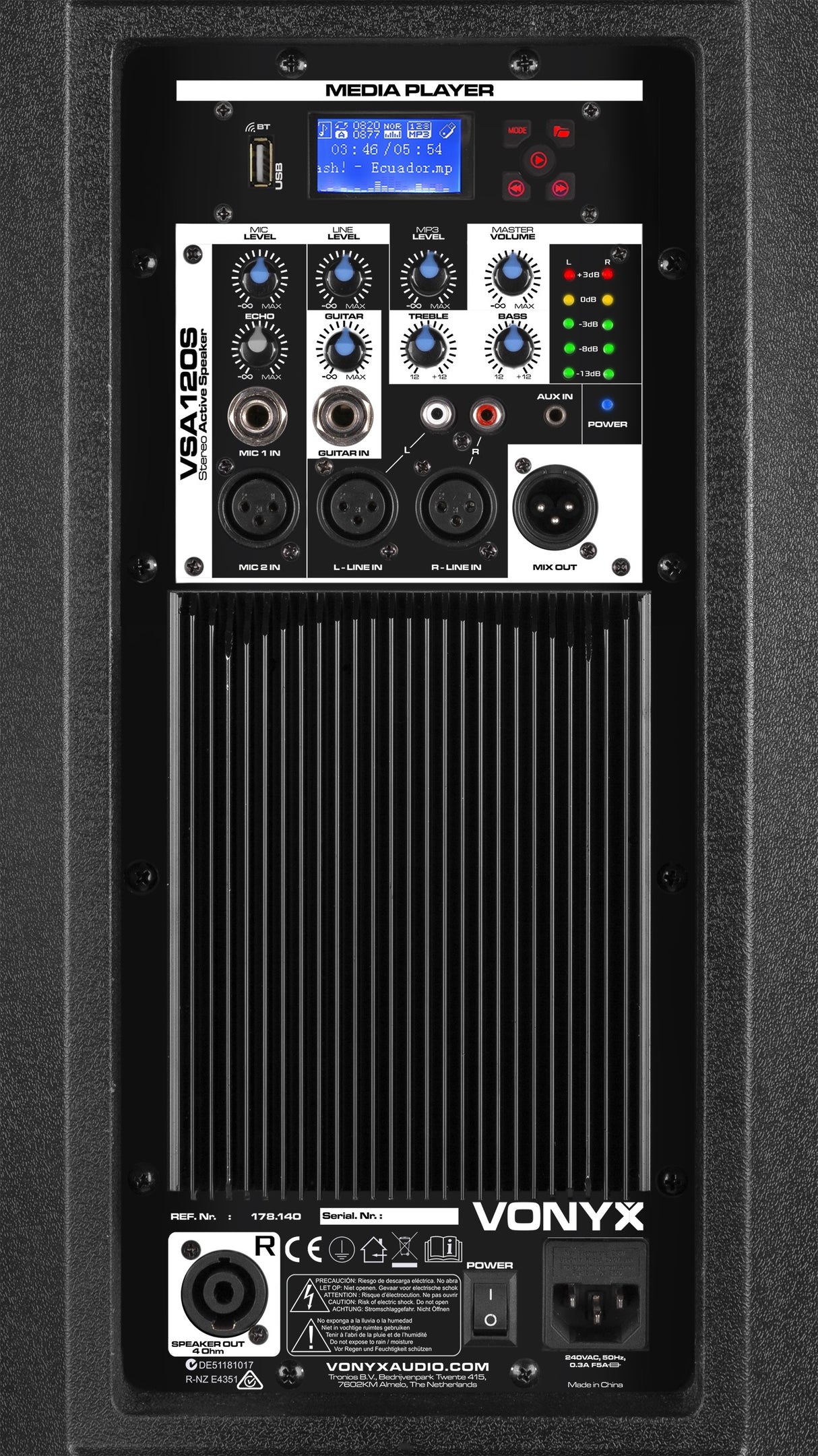 VONYX VSA120S 800W Actieve Stereo Speakerset met Bluetooth, USB Speler en 12 inch Woofers