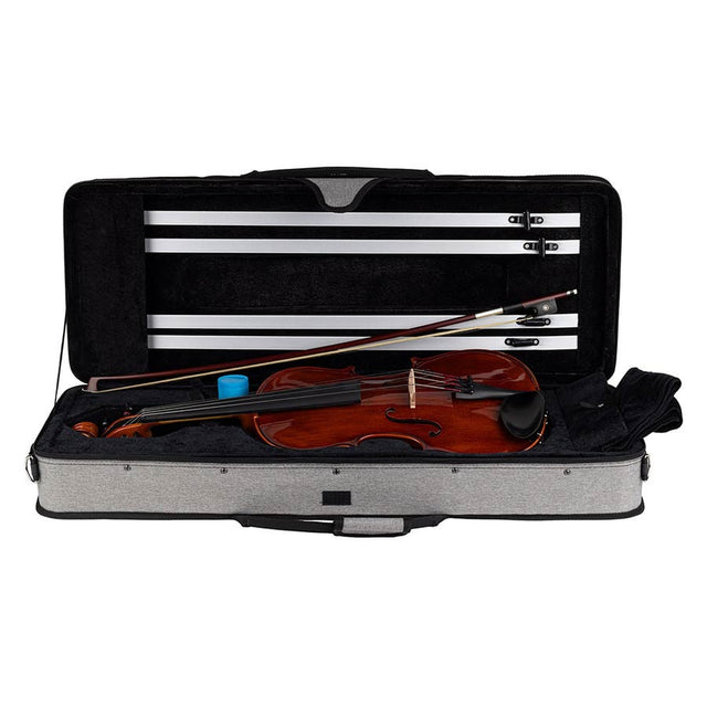 Leonardo LVA-20155 altviool set 15.5" 39.5cm , geheel massief, gevlamd, ebben toebehoren, incl, koffer en strijkstok