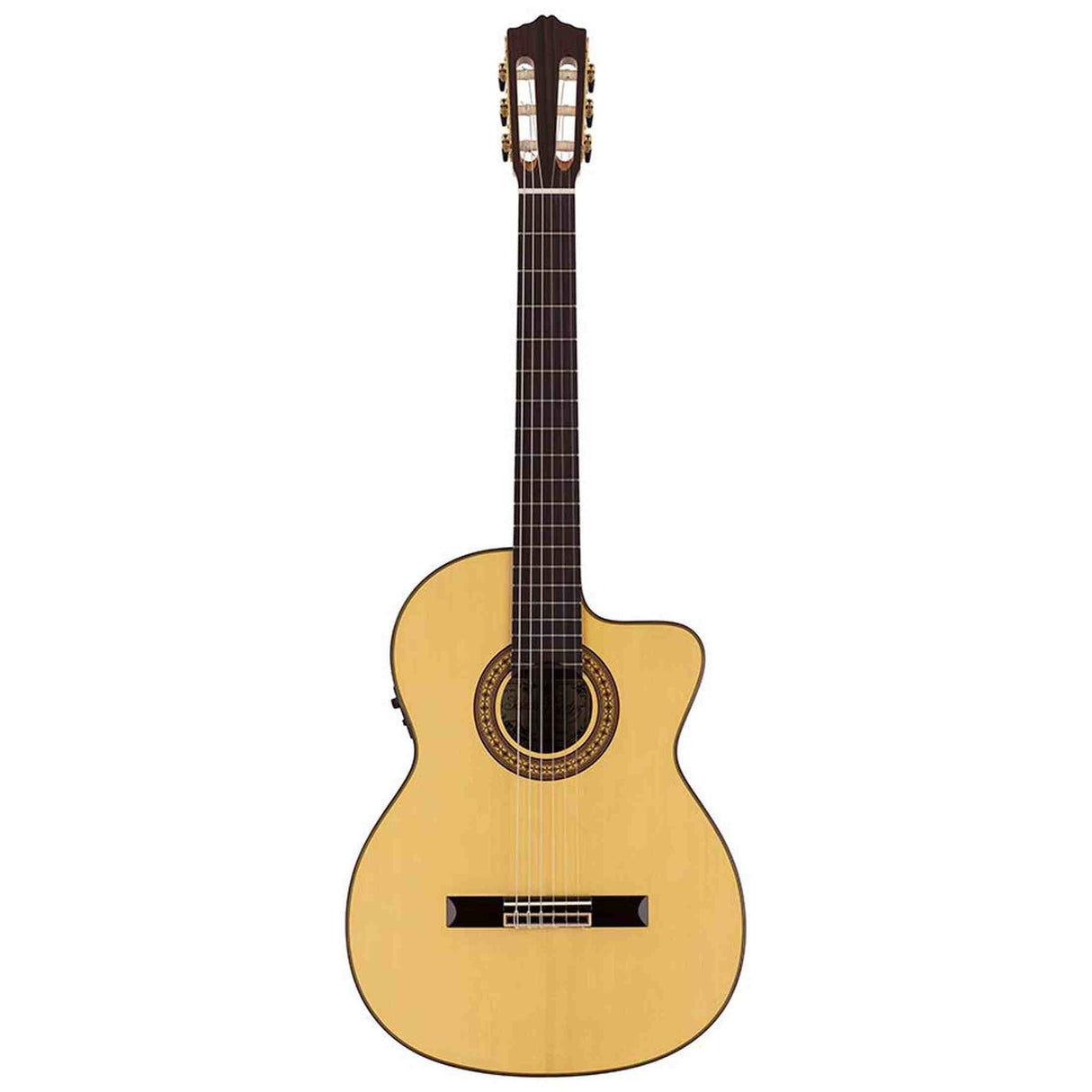 Salvador Cortez CS-60CE – Klassieke gitaar met massief spruce bovenblad, cutaway, Fishman elektronica en gigbag