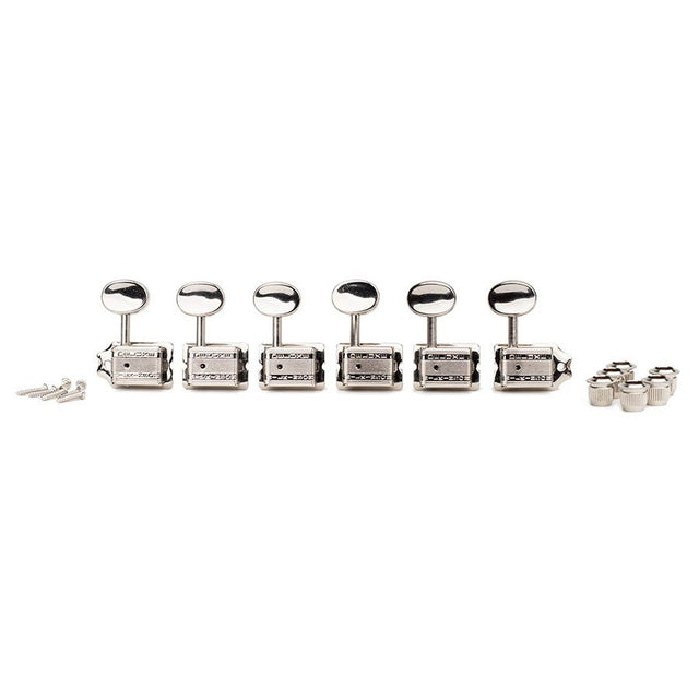 Wilkinson 162-NL-4S2M Stemmechanieken voor gitaar, met EZ LOK and staggered post height, 6x links, nikkel