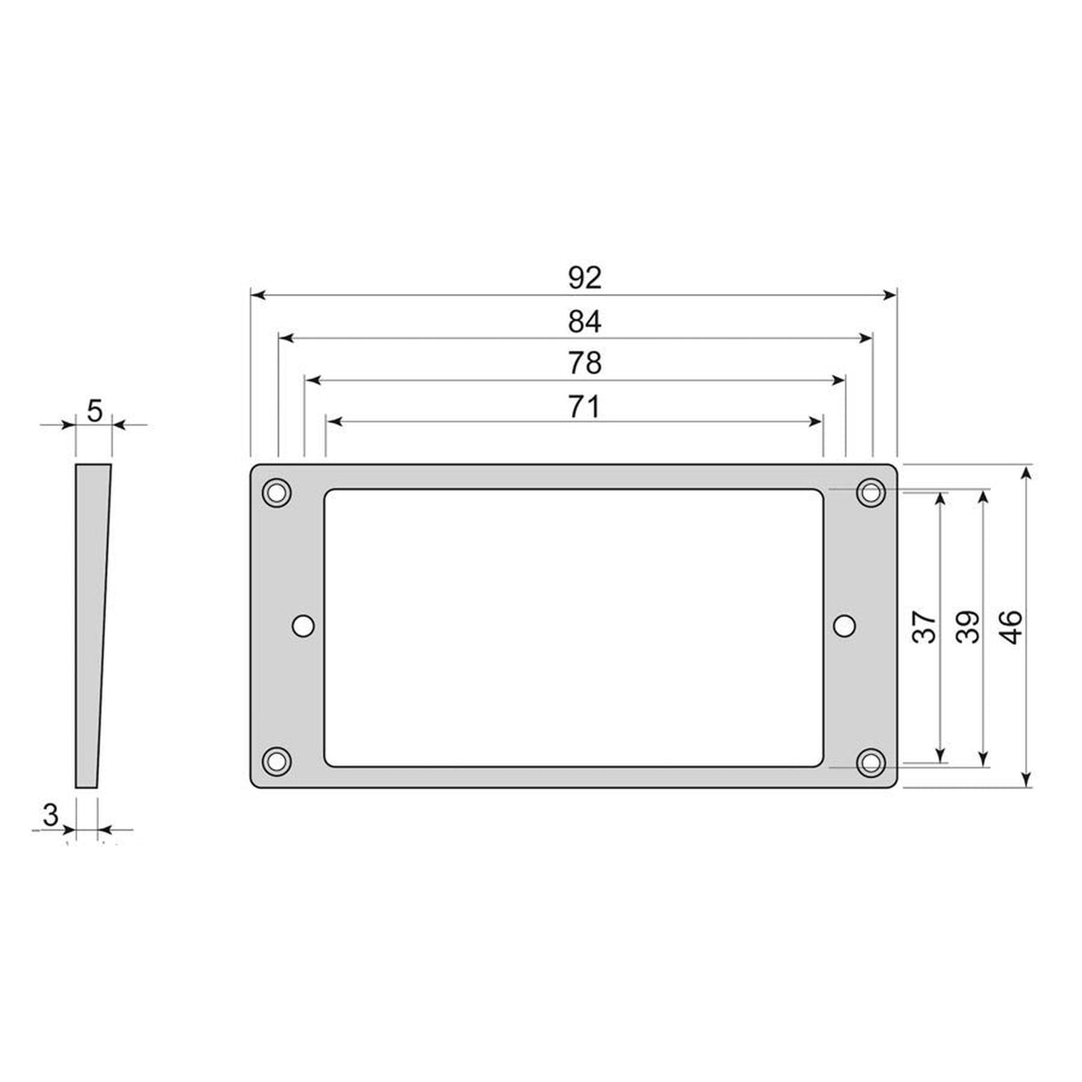 Boston HFS3050BK humbucker frame, flat bottom slanted top, 3 to 5mm height, black