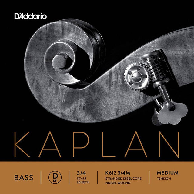 D'Addario K612-34M double bass string D-2 3/4, medium, stranded steel, nickel wound