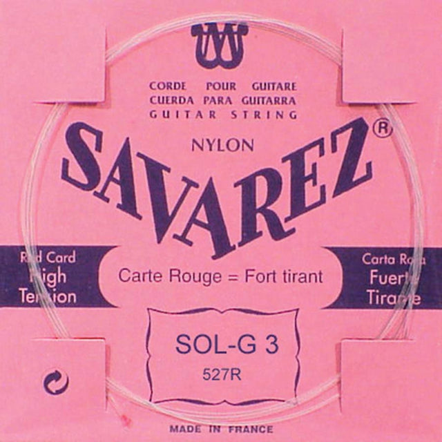 Savarez 527-R G-3 snaar, silverplated nylon rouge , from 520-F set, hard tension