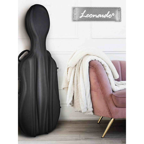Leonardo CC-144-BK cellokoffer 4/4 gevormd zwart met slot en 2 riemen