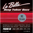 La Bella L-760NBXL snaren set elektrisch bass, black nylon tape wound, 060-070-094-115-135, extra long scale