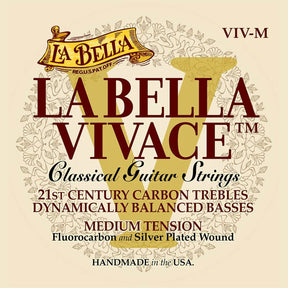 La Bella L-VIV-M snaren set classic, fluorcarbon trebles & silverplated basses, medium tension