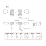 Gotoh GTH13019 SD90 stemmechanieken met SL knoppen, 3L3R, goud