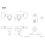 Gotoh GTH13337 SG301 stemmechanieken met 20 knoppen, 3L3R, goud