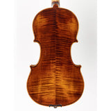 Leonardo LV-5034 viool set 3/4, massief, ebbenhouten fittings, zeer gevlamd esdoorn, incl. luxe koffer en strijksto