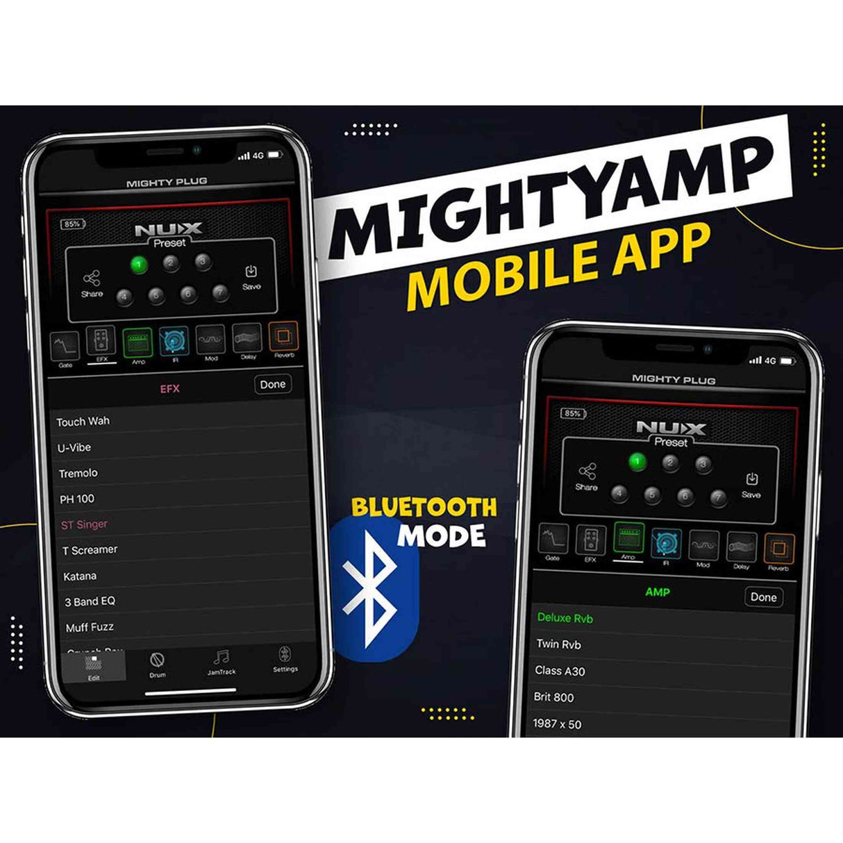NUX MPLUG Mighty Series hoofdtelefoonversterker met effecten, amp-modellen en Bluetooth
