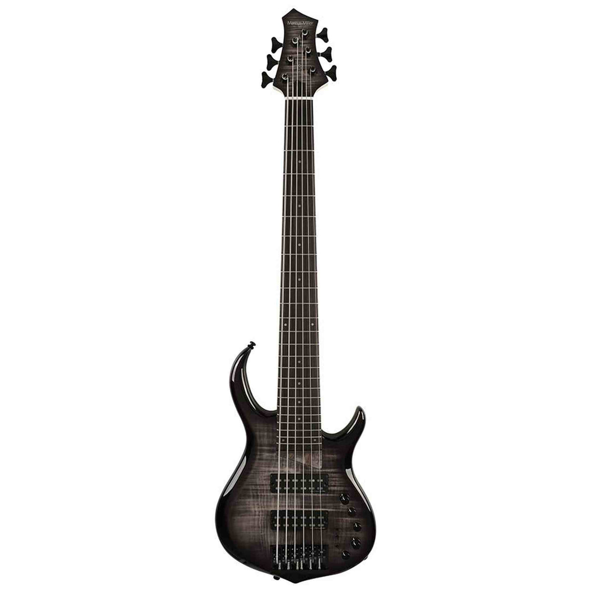Sire M7+ A6/TBK Marcus Miller 6-snarige basgitaar, swamp ash met flame maple top, 35 inch, Heritage-3 preamp, Transparent Black
