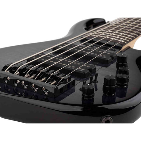 Sire M7+ A6/TBK Marcus Miller 6-snarige basgitaar, swamp ash met flame maple top, 35 inch, Heritage-3 preamp, Transparent Black