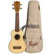 Flight DUS320 SP/ZEB Soprano Ukulele met Spruce Top, Zebrawood Body en Aquila Super Nylgut Snaren
