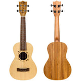Flight DUC525 SP/ZEB Concert Ukulele met Solid Spruce Top, Zebrawood Body, Bone Topkam en Aquila Super Nylgut Snaren