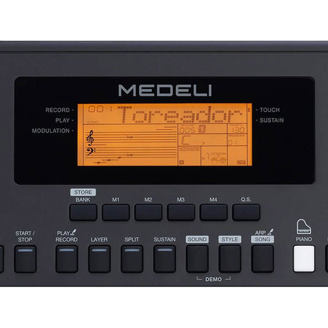Medeli MK200 Keyboard – 61 Aanslaggevoelige Toetsen met 585 Klanken en USB-MIDI