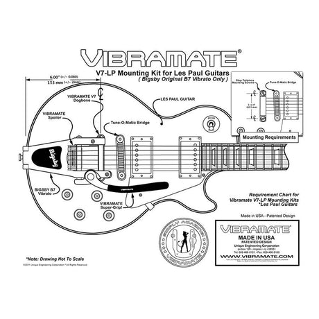 Vibramate® Bigsby® V7 Installatiekit voor Gibson® Les Paul® - Goud