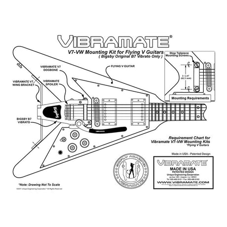 Vibramate V7-VW voor Bigsby B7 op Flying V-gitaren
