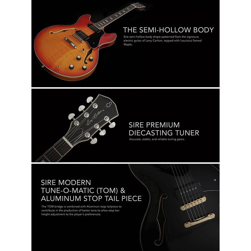 Sire Guitars H7V/BK Elektrische archtop gitaar met P90s zwart