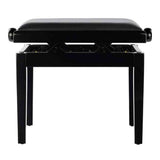 Boston PB2/2025 pianobank Deluxe – verstelbare zitting, dubbelkruis, hoogglans zwart met skai bekleding