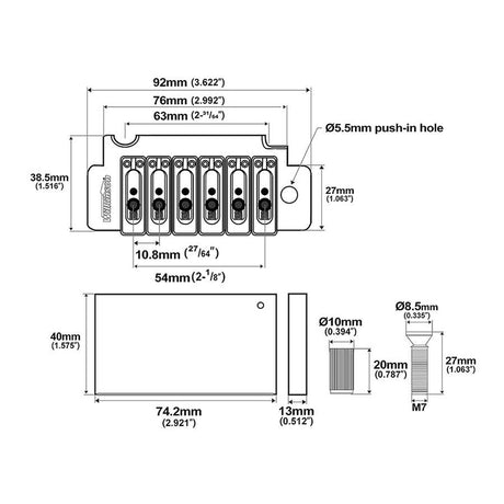 Wilkinson WVS50K/GS Tremolo Brug - Goud Satin, 2-Punt, 10,8mm