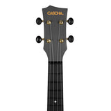 Cascha HH 2258E Semi akoestische Zwarte Carbon Fiber concert ukulele met softcase