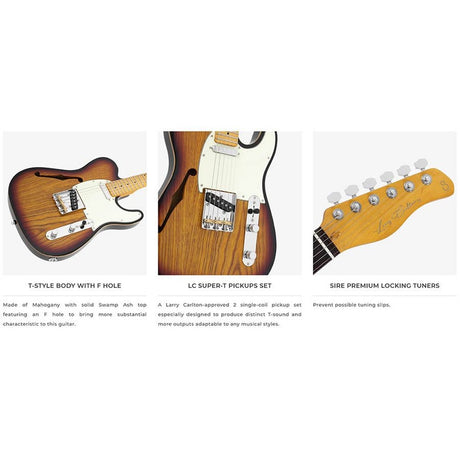 Sire Guitars T7TV/NT Alder + ash chambered elektrische gitaar T-stijl, naturel bruin