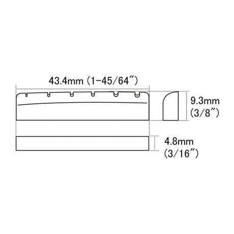 Hosco HSBK-NG1 Zwarte Been Topkam voor Elektrische Gitaar G-Style, 43,4 x 9,3 x 4,8 mm
