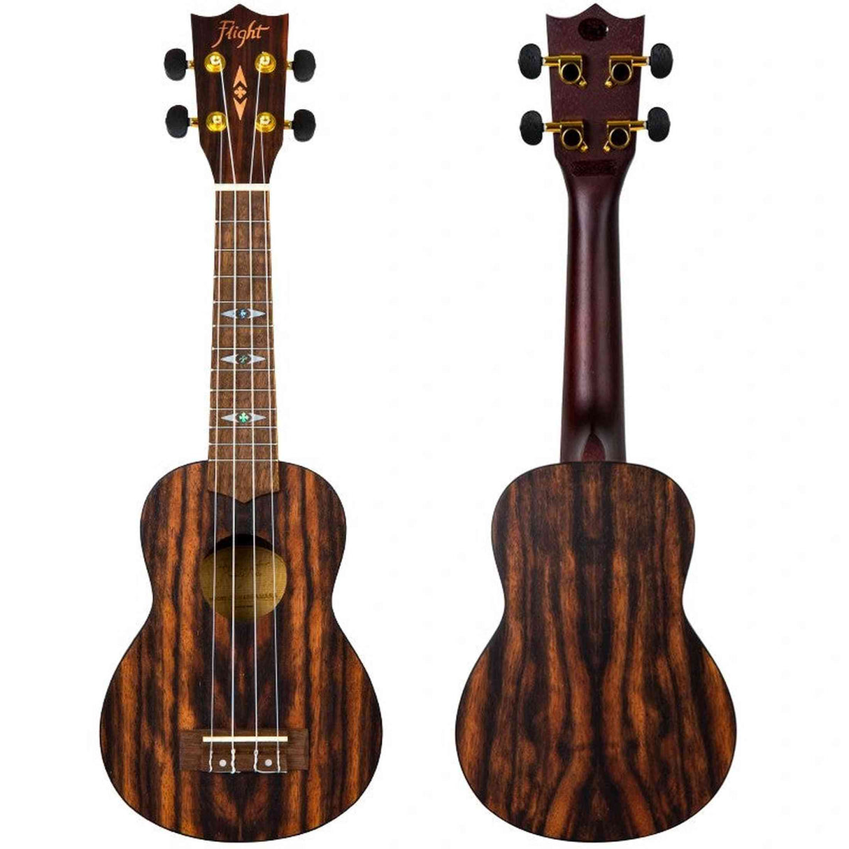Flight DUS460 Amara Soprano Ukulele met Amara Body, Bone Topkam en Aquila Super Nylgut Snaren