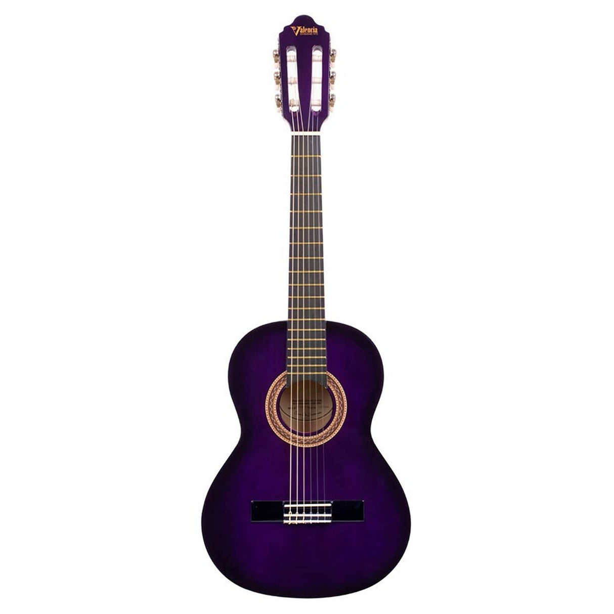 Valencia VC102PPS klassieke gitaar 1/2, linden body, esdoorn fb, hoogglans finish, sunburst paars