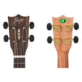 Flight DUC410 QA/QA Concert Ukulele met Quilted Ash Body, Bone Topkam en Aquila Super Nylgut Snaren