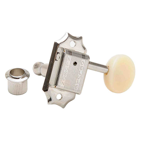 Kluson M33JP Stemmechanieken voor gitaar "Double Line", 3x links + 3x rechts met cream ovale knoppen, nikkel