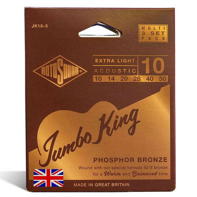 Rotosound JK10-3 Jumbo King 3-Pack Snarensets Akoestisch 010–050 – Phosphor Bronze