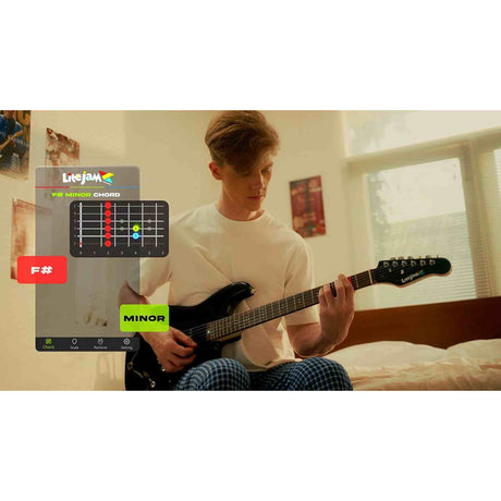 Litejam RGB24/BK elektrische gitaar – 24 frets, 144 RGB LED’s, HSH-configuratie, met gigbag, zwart