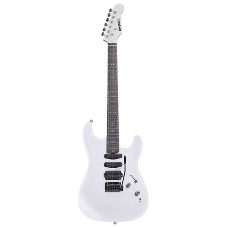 Litejam RGB24/WH elektrische gitaar – 24 frets, 144 RGB LED’s, HSH-configuratie, met gigbag, wit