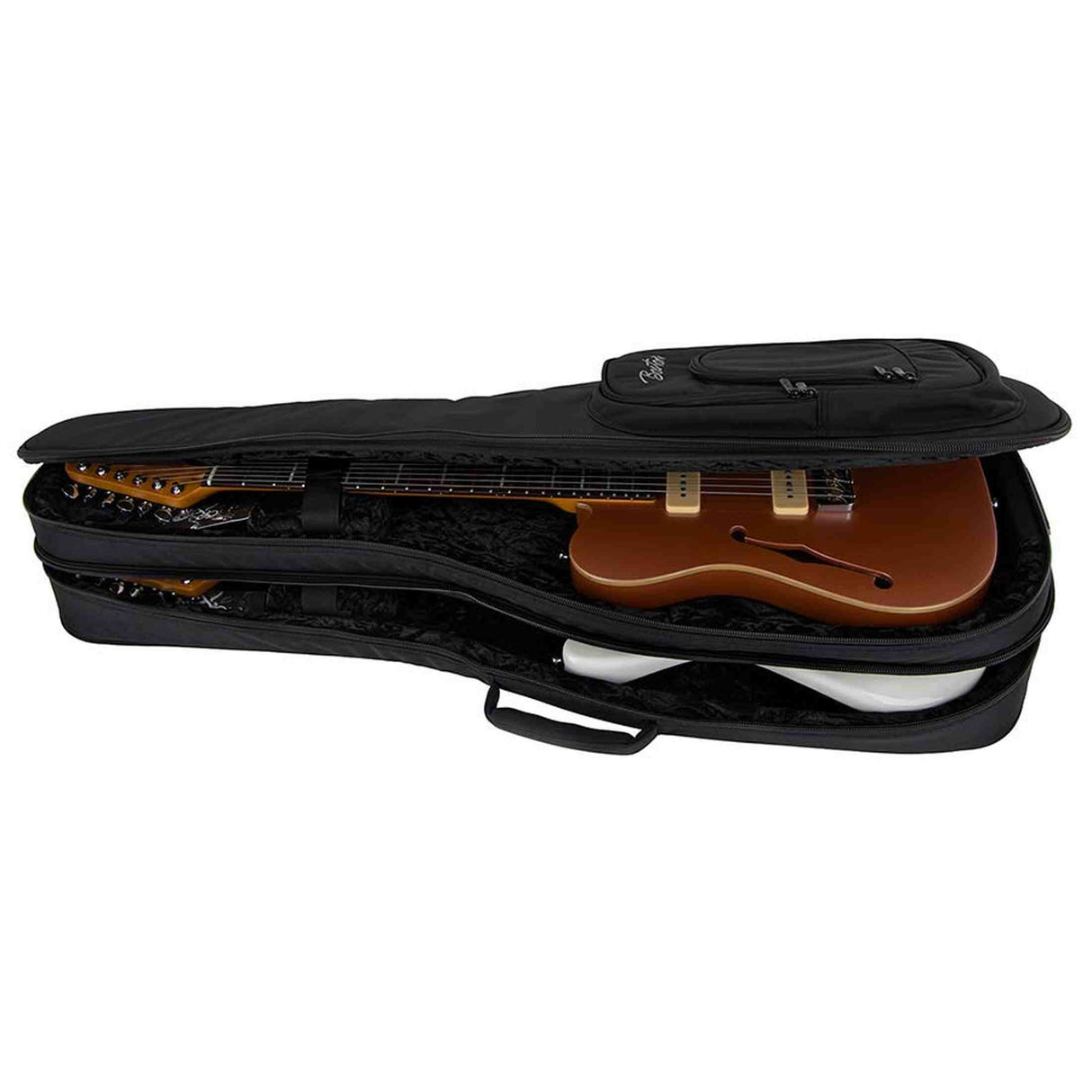 Boston EGB2-565 deluxe gigbag voor 2 elektrische gitaren 25mm padding 1680D zwart rugzakriemen