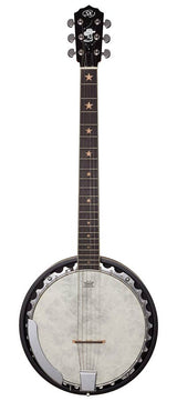 SX BJ566 6-Snarige Gitaarbanjo 11 Inch Aluminium Rim met Remo Fiberskyn Vel en Gigbag
