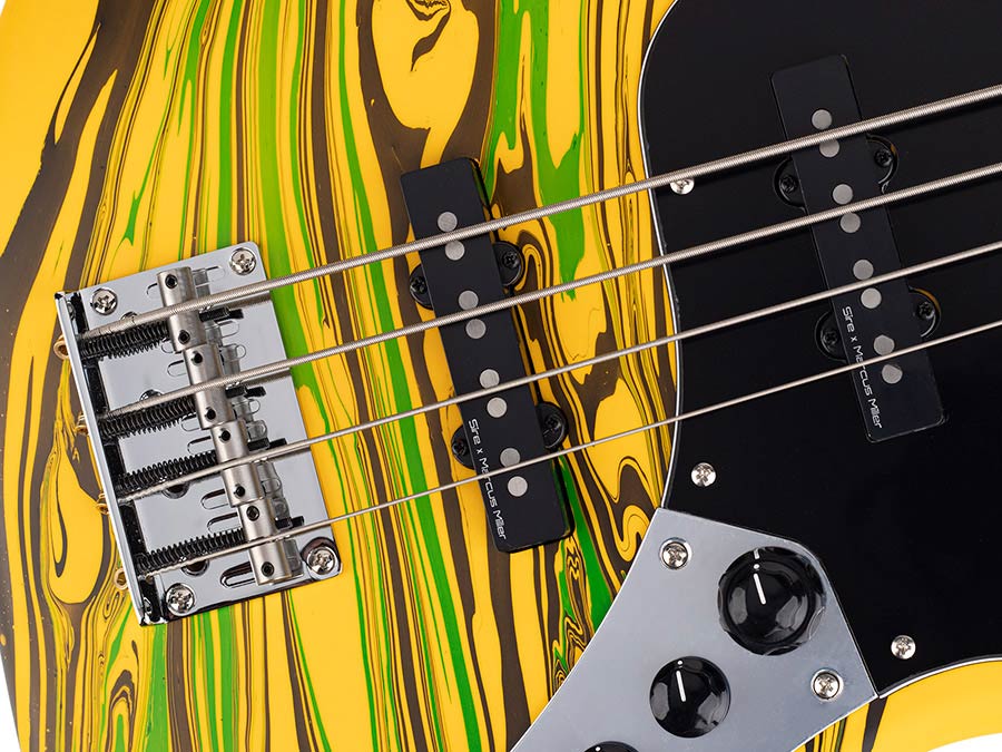Sire V7N A4/YS Marcus Miller 4-snarige Actieve Basgitaar Matte Yellow Swirl met Elzen Body en Heritage-3 Preamp