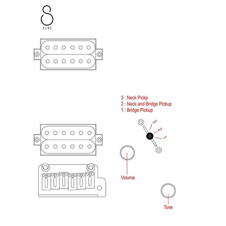 Sire X1/WHS Larry Carlton Elektrische Gitaar White Satin met Coil Split en Tremolobrug