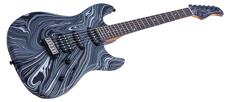 Sire S7 HSS/BKSW Larry Carlton S-Style Elektrische Gitaar Black Swirl met Roasted Maple Hals en Locking Tuners