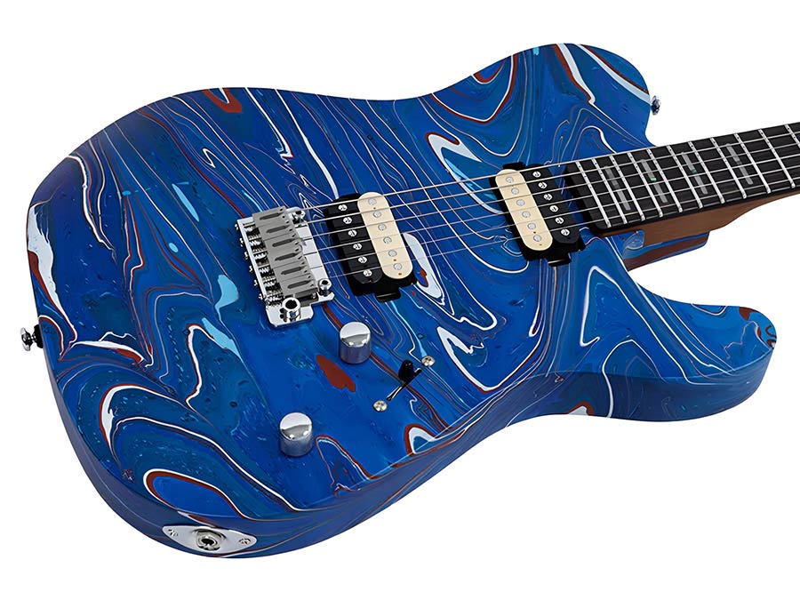 Sire T7 HH/BLSW Larry Carlton T-Style Elektrische Gitaar Blue Swirl met Roasted Maple Hals en Locking Tuners