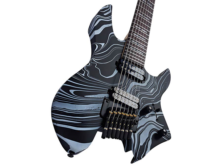 Sire X6H7/BKSW Larry Carlton 7-snarige Headless Elektrische Gitaar Black Swirl met Tremolobrug en Gigbag