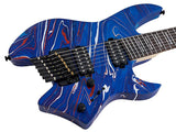 Sire X6H7/BLSW Larry Carlton 7-snarige Headless Elektrische Gitaar Blue Swirl met Tremolobrug en Gigbag