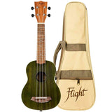 Flight NUS380 Jade Soprano Ukulele met Sapele Body, Walnut Toets, Bone Topkam en Flight Nylon Snaren