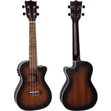 Flight DUC380 CEQ Amber Elektrisch-Akoestische Concert Ukulele met Cutaway, Mahogany Body, Pickup met EQ en Aquila Nylgut Snaren