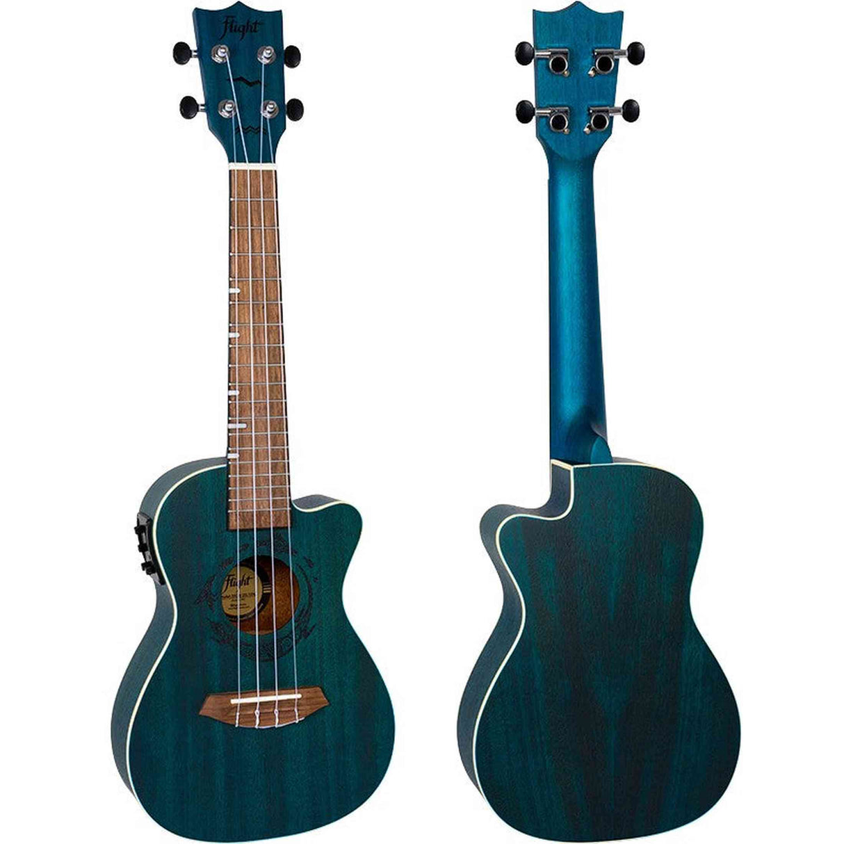 Flight DUC380 CEQ Topaz Elektrisch-Akoestische Concert Ukulele met Cutaway, Mahogany Body, Pickup met EQ en Aquila Nylgut Snaren