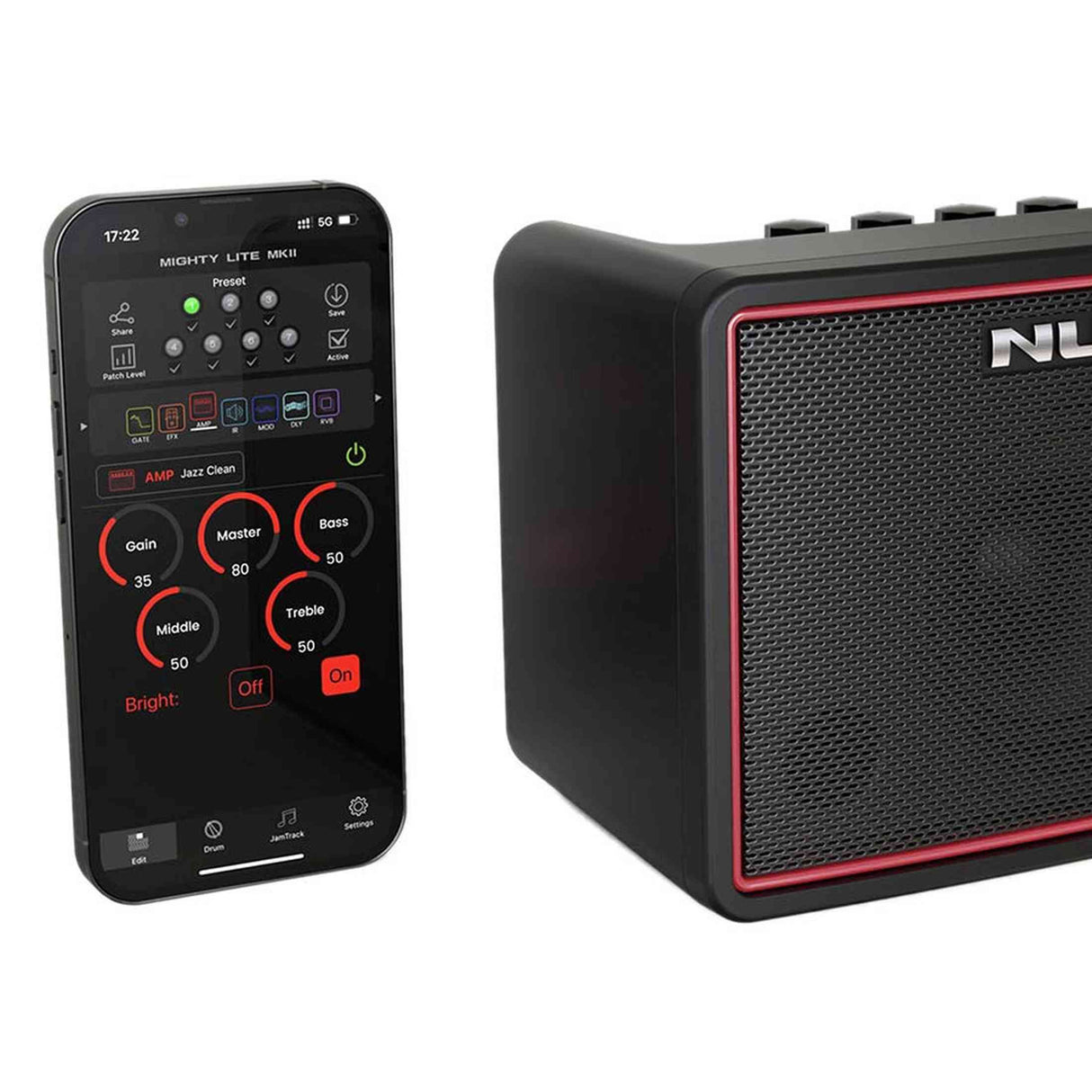 NUX Mighty Lite BT MKII Desktop Gitaarversterker met Bluetooth 3W Roze Paneel