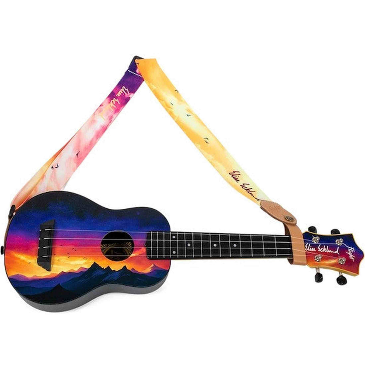 Flight S35 Sunset Elise Ecklund Signature Ukulele Strap met Leren Strap Ends en Verstelbare Lengte