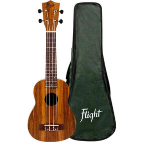 Flight NUS200 Soprano Ukulele met Gelamineerd Teak Body, 38 mm Topkam en Gigbag