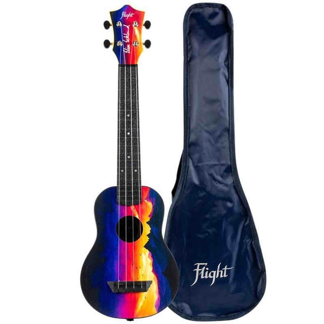Flight TUSL-EE Sunset Elise Ecklund Signature Soprano Longneck Ukulele met Linden Top, ABS Body en Aquila Sugar Snaren